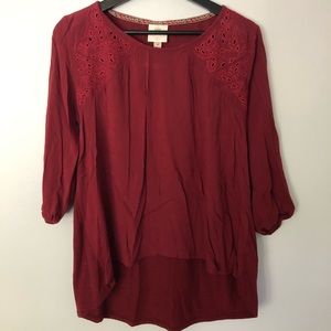 Burgundy 3/4 sleeve